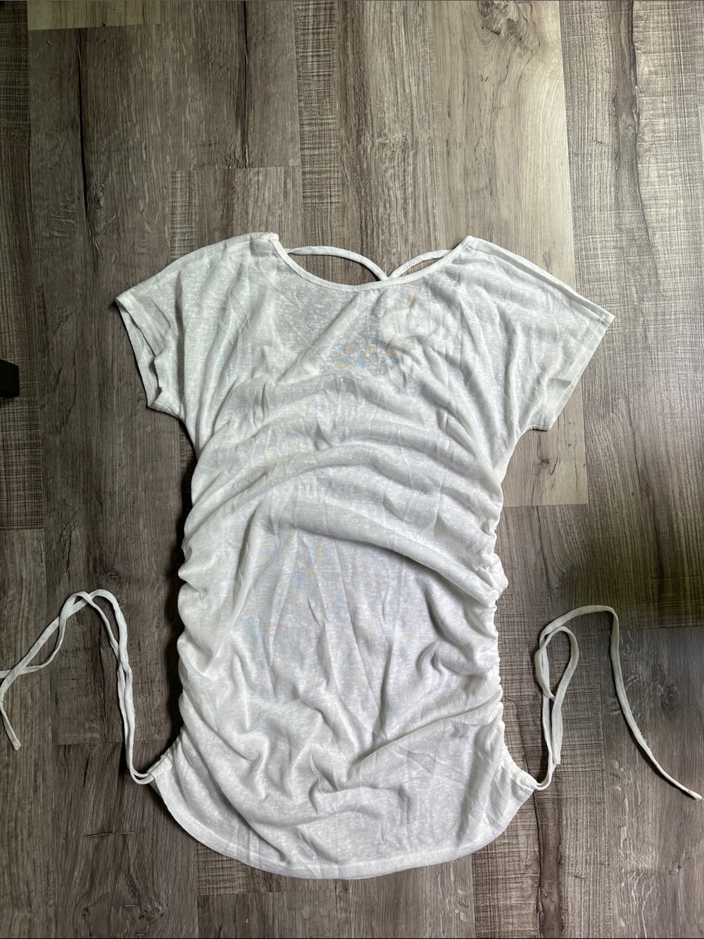 CUPSHE White Ruched Side Tie Swimsuit Coverup